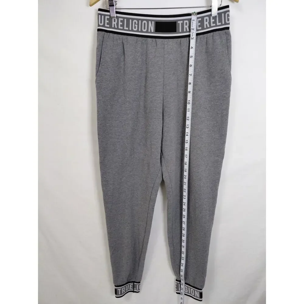 True Religion Gray Knit Tapered Elastic Jogger Pants See Measurements